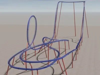 Rollercoaster Roller Coaster Low-poly 3D model