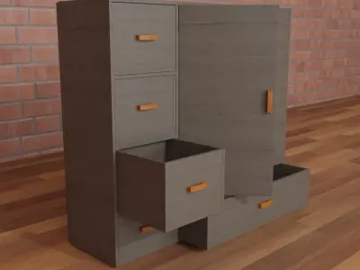 Cabinet wooden design 3D model