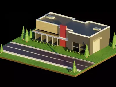 bulding store full set Low-poly 3D model