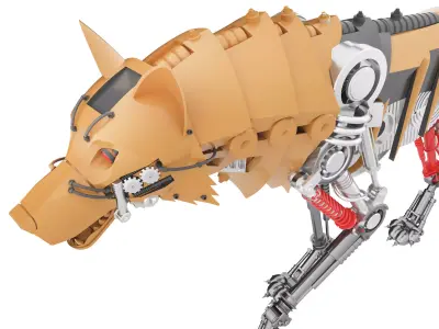 mechanical dog Low-poly 3D model
