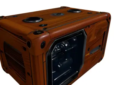 RetroFuturistic Industrial Power Generator Low-poly 3D model