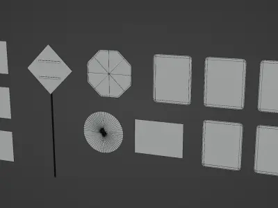 Signs and Road Signs Low-poly 3D model