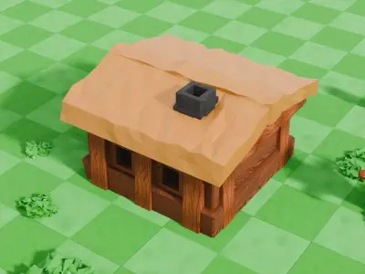 Cartoon Townhall map and landscape Free low-poly 3D model