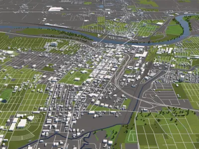 Topeka Kansas USA 50x50km 3D City Map 3D model