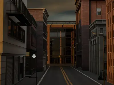 Realistic scifi city town landscape 3D model