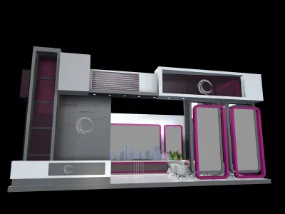 exhibition stall design 12 x 08  3 side open Low-poly 3D model