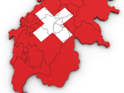 3D Political Map of Switzerland 3D model