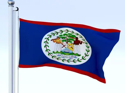 Animated Belize Flag Low-poly 3D model