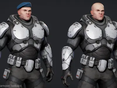 Sci-Fi Modular Soldier Character Low-poly 3D model