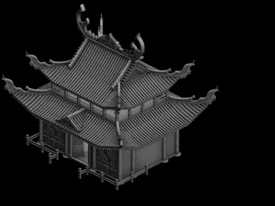 Game Building - Yan overlooking the house 02 3D model