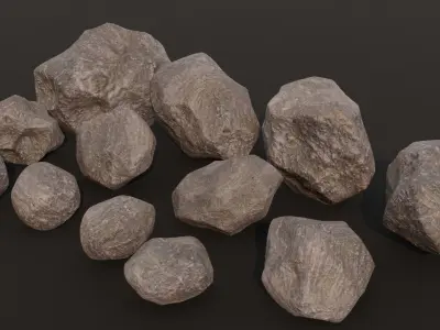 3D PBR Rocks GameReady Low-poly 3D model