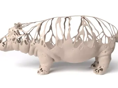 Hippo Dust Voronoi Low-poly 3D model