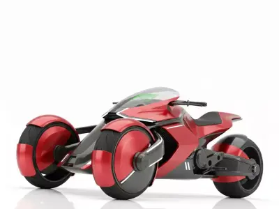 Futuristic Three Wheeled Sport bike Low-poly 3D model