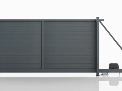 Aluminum Electric Sliding Gate - Model 2 - 10cm Wall - 3D model