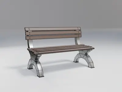office bench - light theme - modern  Low-poly 3D model