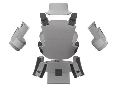 Female Sci-Fi Tactical Bulletproof Vest Ammunition Belt Set Low-poly 3D model