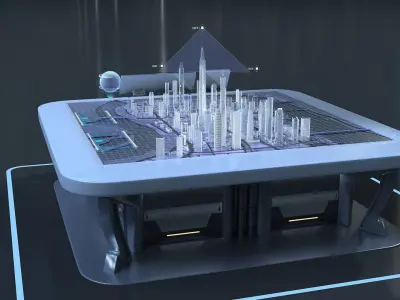 Sci-fi Table Interactive Holographic Table 3D model