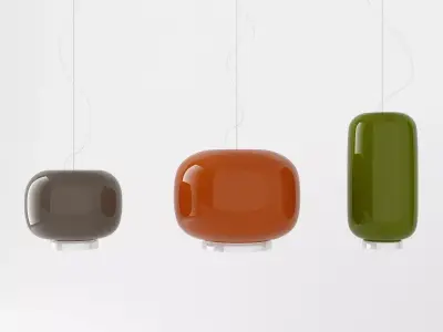 C orange pendant lamp hanging 3D model