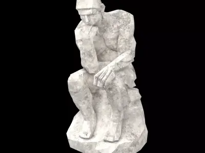 Thinker Style Abstract Statue v1 001 Low-poly 3D model