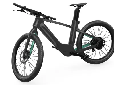  Urban Electric Bike with Integrated Battery Black Rigged for Cinema 4D 