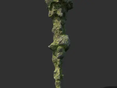 Low poly Mossy Cave Rock Module 191220 Low-poly 3D model