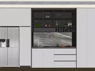 Refrigerator and Sideboard 3D model