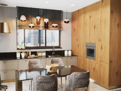 Living Room and Kitchen 3D model