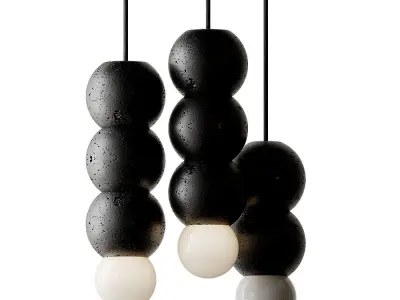 Lava Stone and Aluminum Pendant Light Ooops by Buzao 3D model