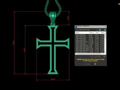 High Cross Pendant Light Gold 18K 4CP049 3D print model