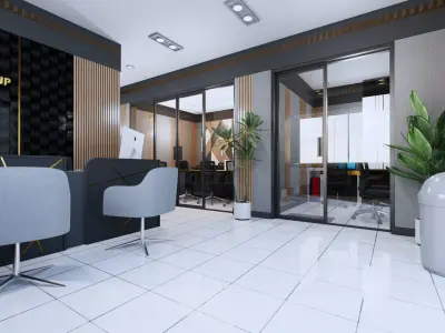 Modern Minimalist Office Design receptionist meeting room  3D model