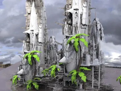 Tribal Island beach Resort Sci fi Abode Kit bash 3 3D model