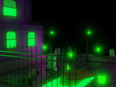 Halloween house with little garden 3D model