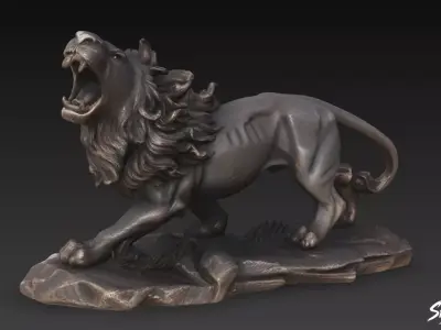 Lion Statue V33 Low-poly 3D model