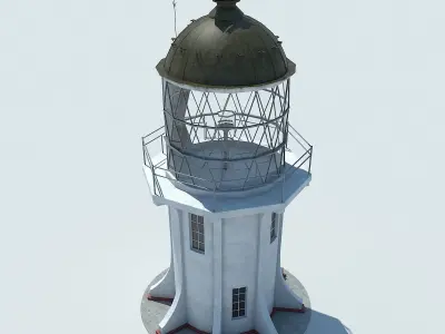 Cape Reinga lighthouse Low-poly 3D model