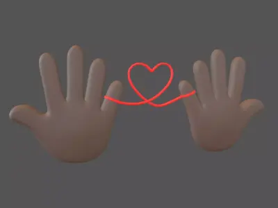 Hand with Red Line Icon v1 005 Low-poly 3D model
