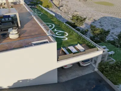 building exterior with garden landscape 3D model