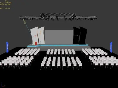 Stage party concert fashion catwalk T station  72 3D model