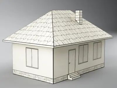 Paper house low poly Low-poly 3D model