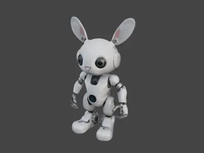 Robot Rabbit Rigged Low-poly 3D model
