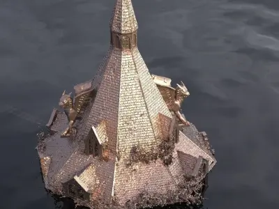 Medieval Lion Tower Overgrown Turret Tower 7  3D model