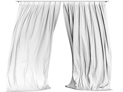 Brown window curtains 3D model