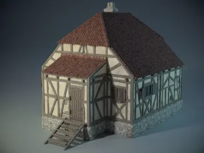 Medieval House 07 Game Ready Low-poly 3D model
