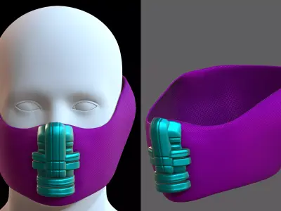 Gas mask helmet 3d model scifi Low-poly  Low-poly 3D model