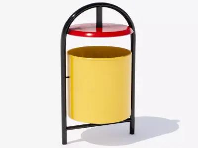 City trash can Low-poly 3D model