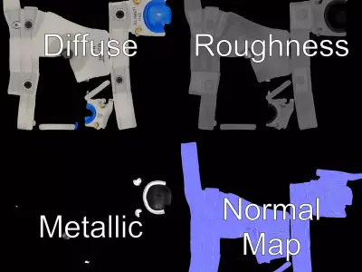 Industrial Sensor Model Pack with Blue Indicator Light Low-poly 3D model