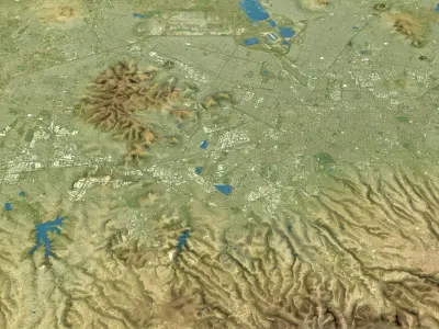 Mexico City - Topography Terain Low-poly 3D model