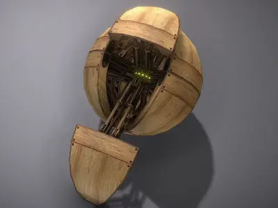 Hydraulic Sphere Bot - Forest Version Low-poly 3D model