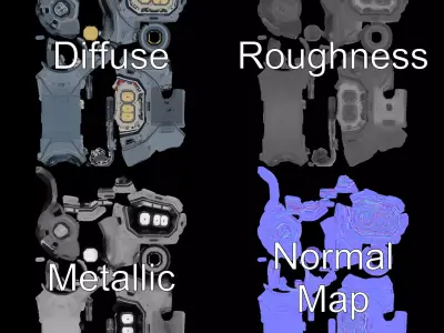 SciFi LED Light Model Pack with Adjustable Settings Low-poly 3D model
