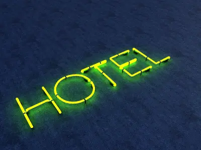 Hotel Neon Sign Low-poly 3D model