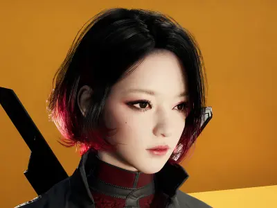 Scifi Assassin Girl Modular Low-poly 3D model